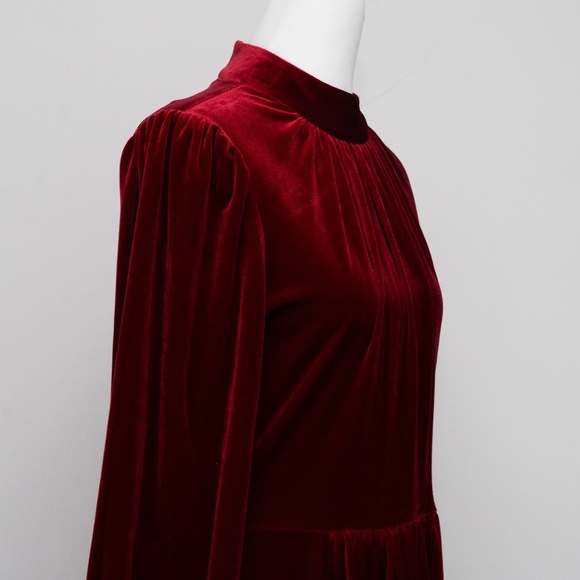 Calvin Klein Women's Velvet Mock-Neck A-Line Dress - Picture 9 of 13